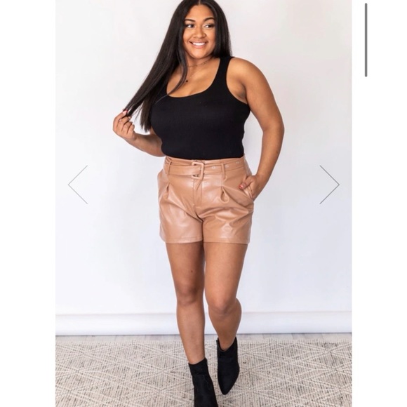 NWT Belted Pleather Shorts - Picture 6 of 8